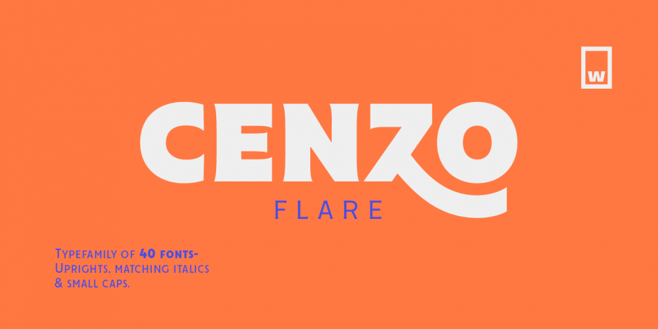 Ejemplo de fuente Cenzo Flare Cond Light Italic